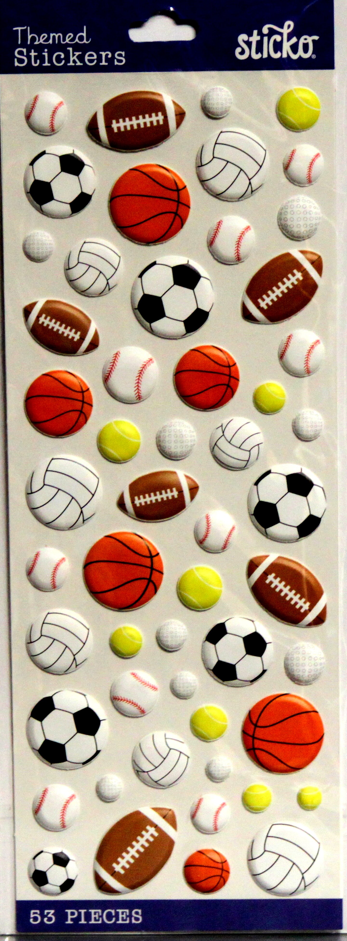 Sticko Sports Balls Dimensional Puffy Stickers