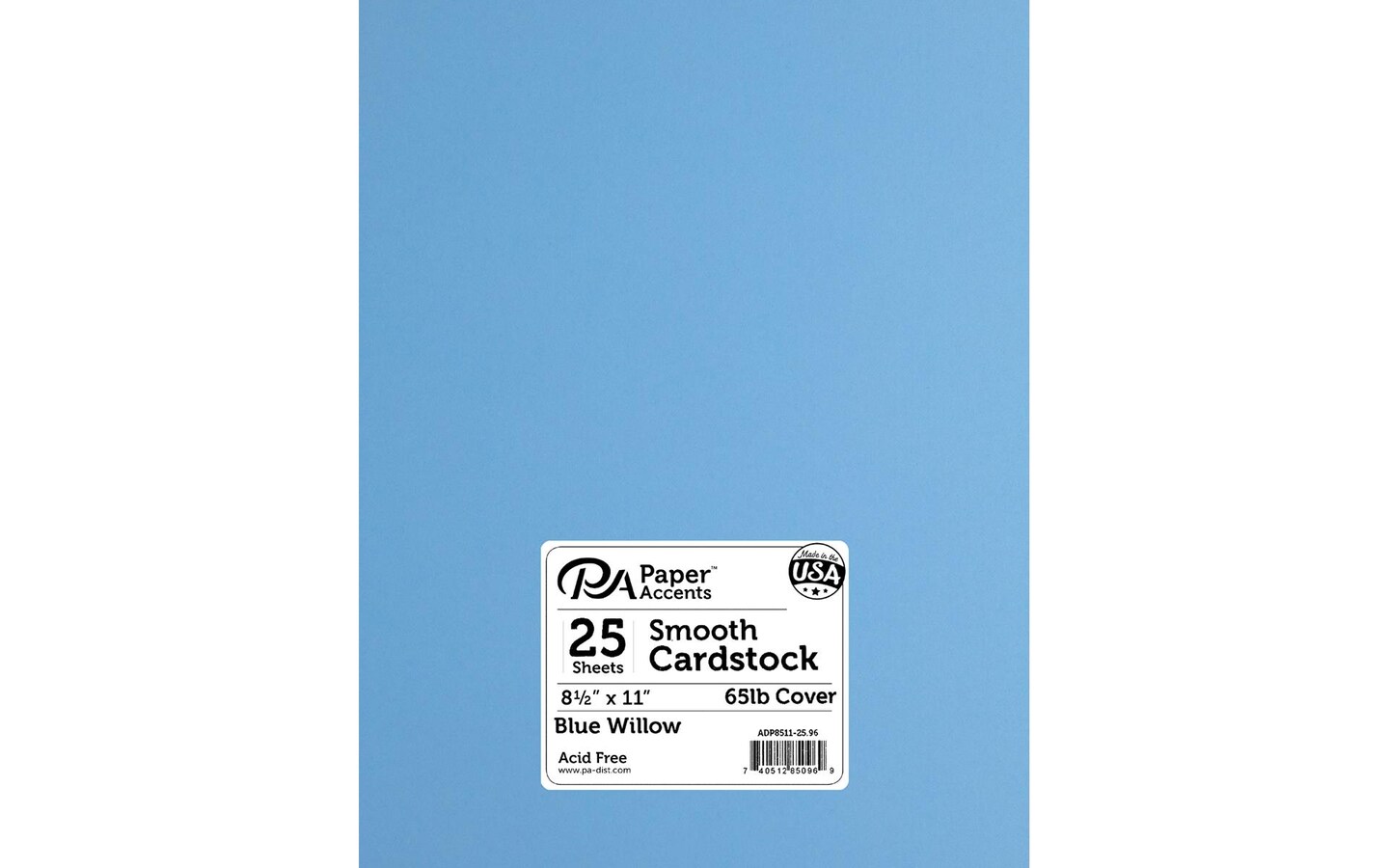 PA Paper Accents Smooth Cardstock 8.5" x 11" Blue Willow, 65lb colored cardstock paper for card making, scrapbooking, printing, quilling and crafts, 25 piece pack