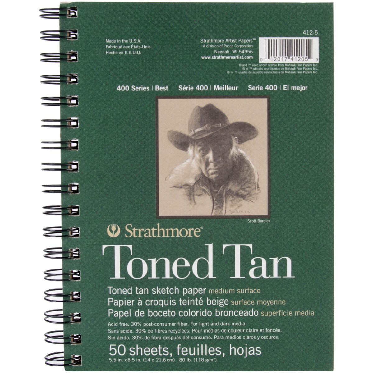 Strathmore Toned Sketch Spiral Paper Pad 5.5"X8.5"-Tan 50 Sheets