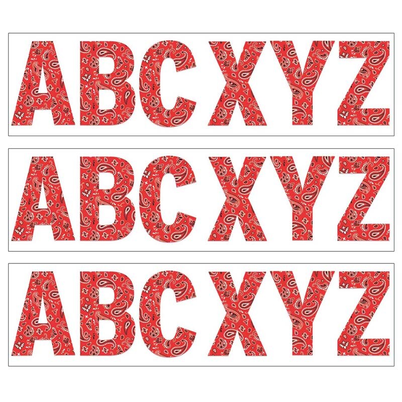 Red Bandana 7&#x22; Deco Letters, 129 Per Pack, 3 Packs