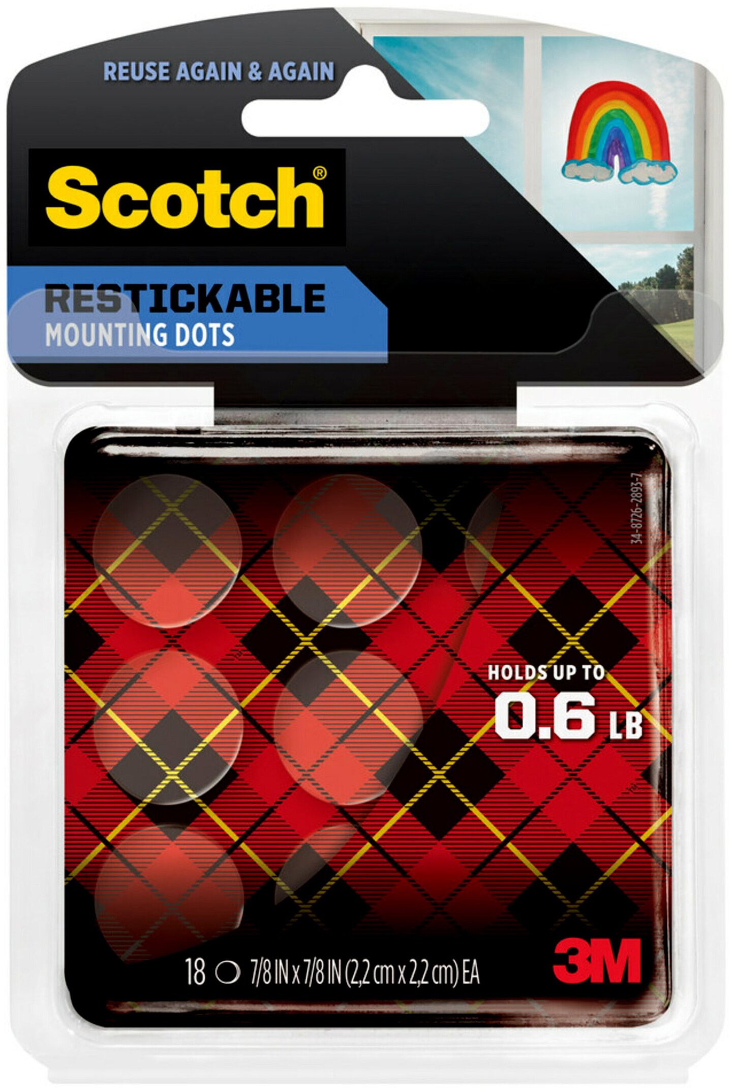Scotch Restickable Dots-.875&#x22; 18/Pkg