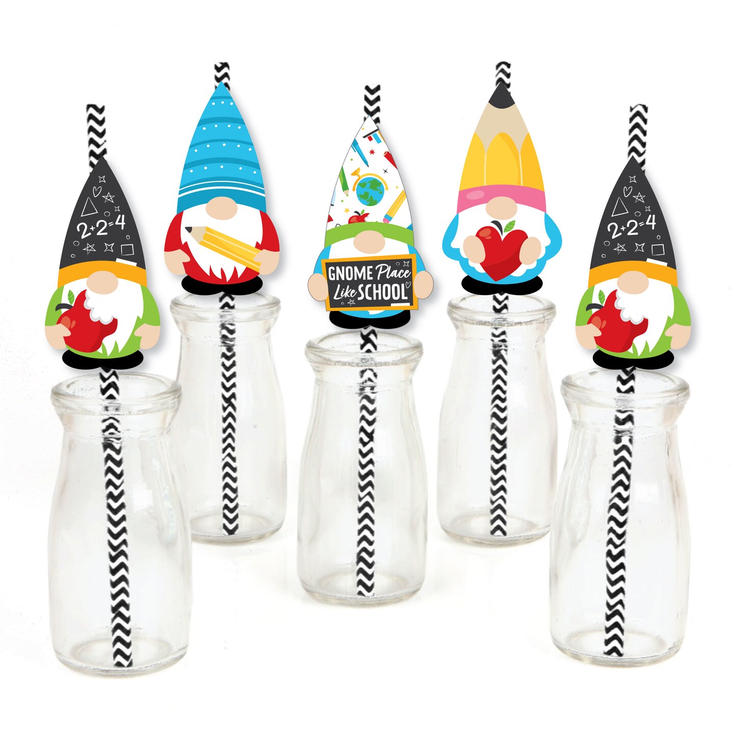 Big Dot Of Happiness School Gnomes - Paper Straw Decor - Teacher