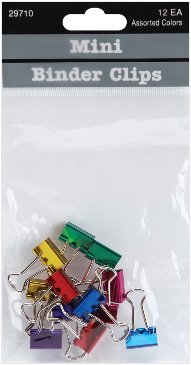 Baumgartens Mini Binder Clips .5&#x22; 12/Pkg-Assorted Colors