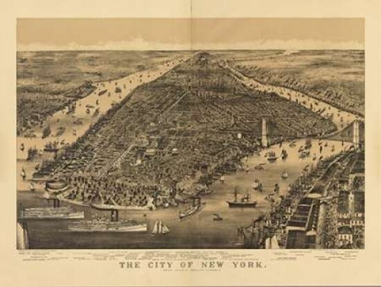 1889 NYC Map Poster Print by N. Harbick - Item # VARPDXHRB331