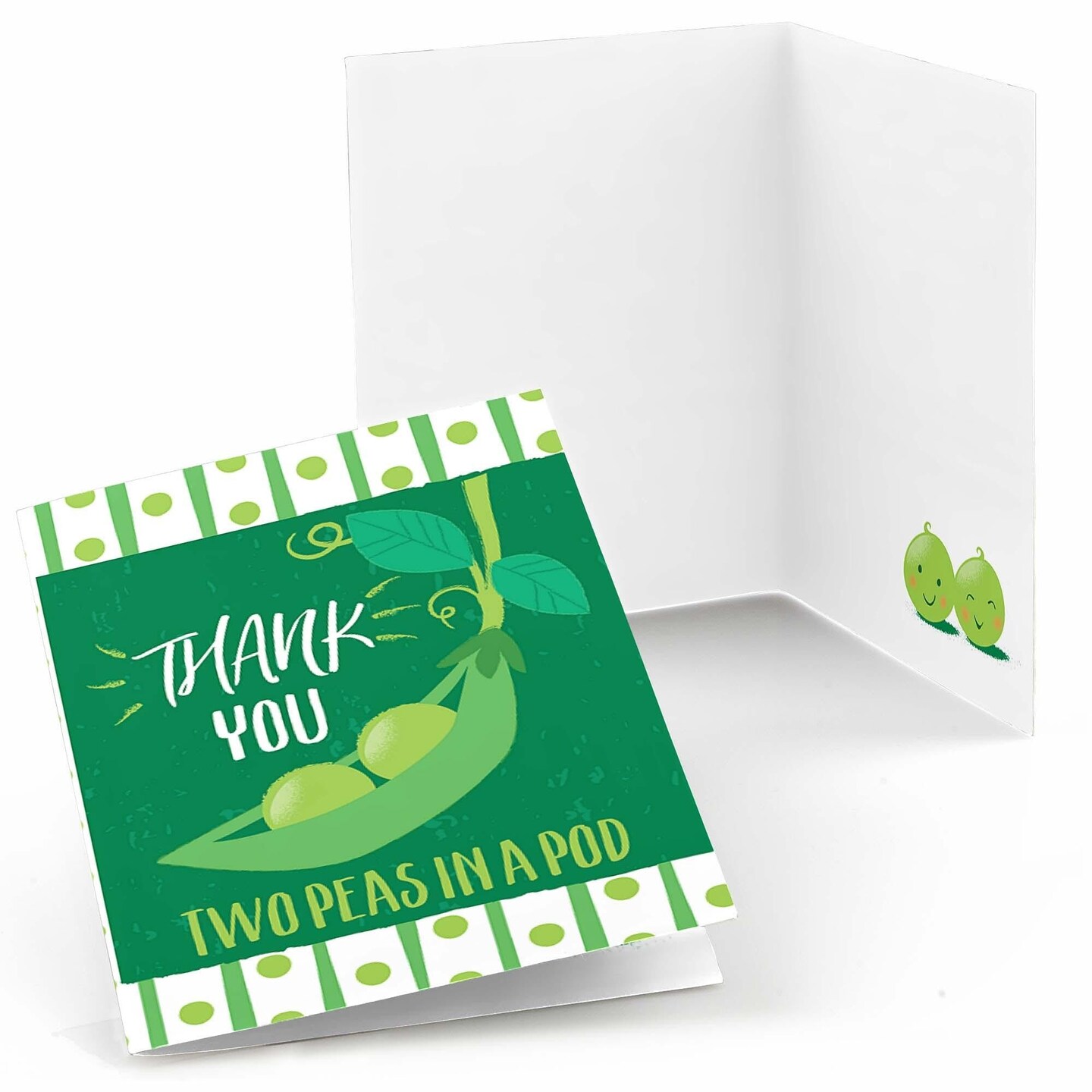 Big Dot of Happiness Double the Fun - Twins Two Peas in a Pod - Baby Shower or First Birthday Party Thank You Cards (8 count)