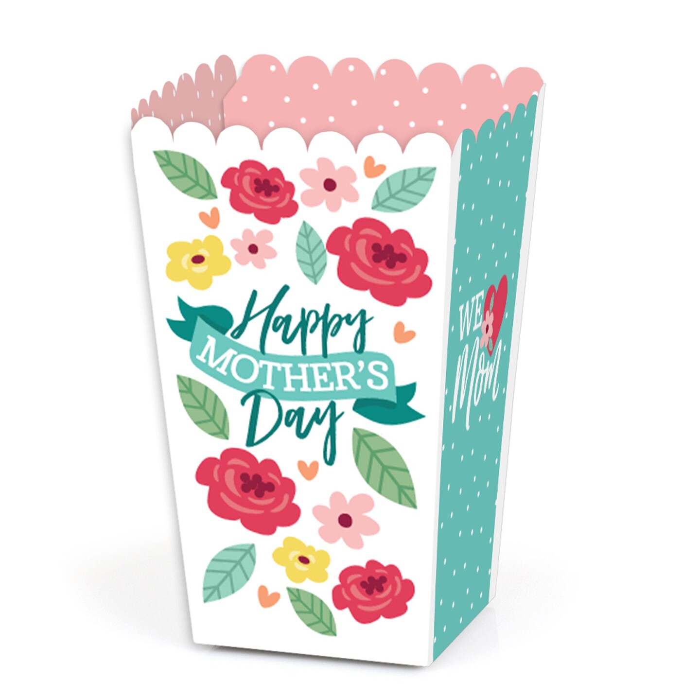 Big Dot of Happiness Colorful Floral Happy Mother&#x27;s Day - We Love Mom Party Favor Popcorn Treat Boxes - Set of 12