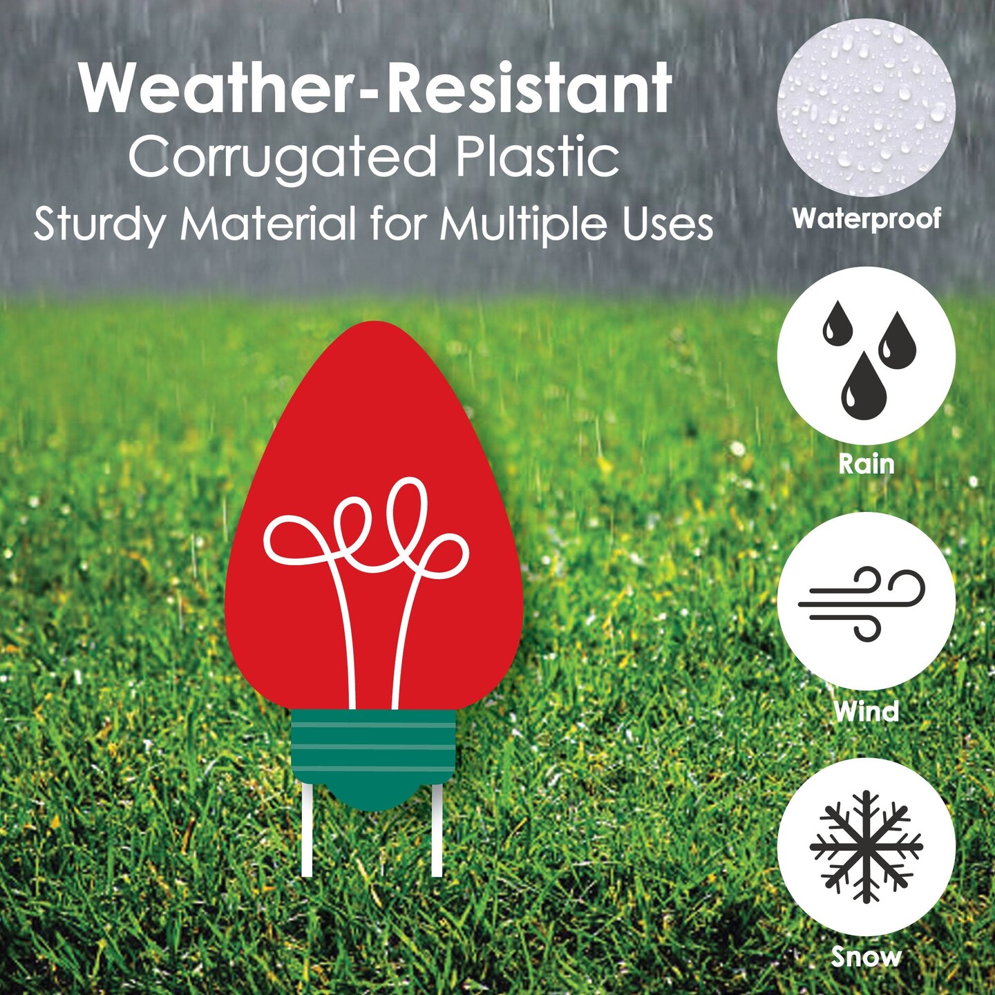 Big Dot of Happiness Christmas Light Bulbs - Lawn Decorations - Outdoor Holiday Party Yard Decorations - 10 Piece