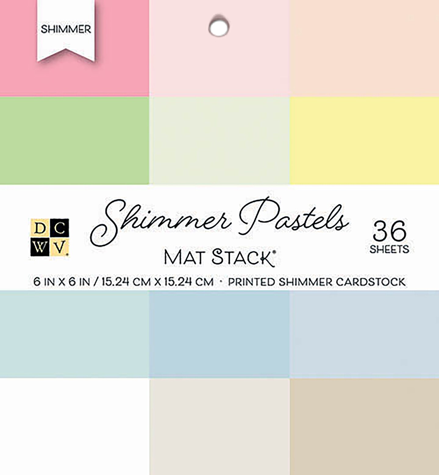 Dcwv SingleSided Cardstock Stack 6"X6" 36/PkgShimmer Pastels Solid