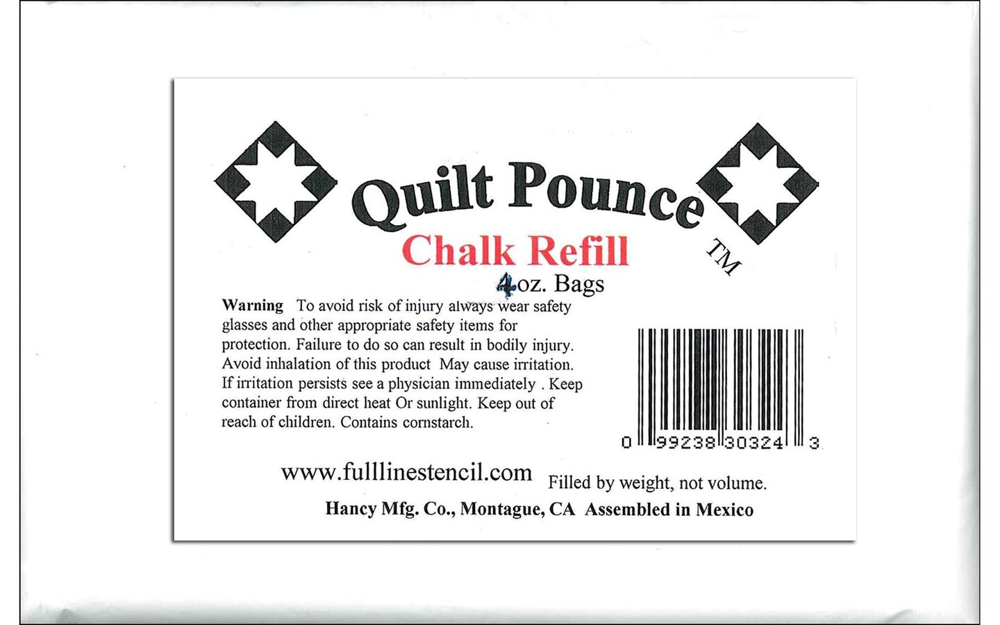 Hancy Quilt Pounce Refill Chalk - White 4 oz.