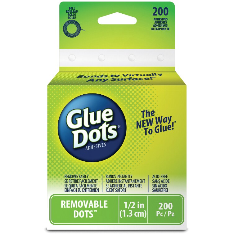 Glue Dots Clear Dot Roll-Removable .5&#x22; 200/Pkg