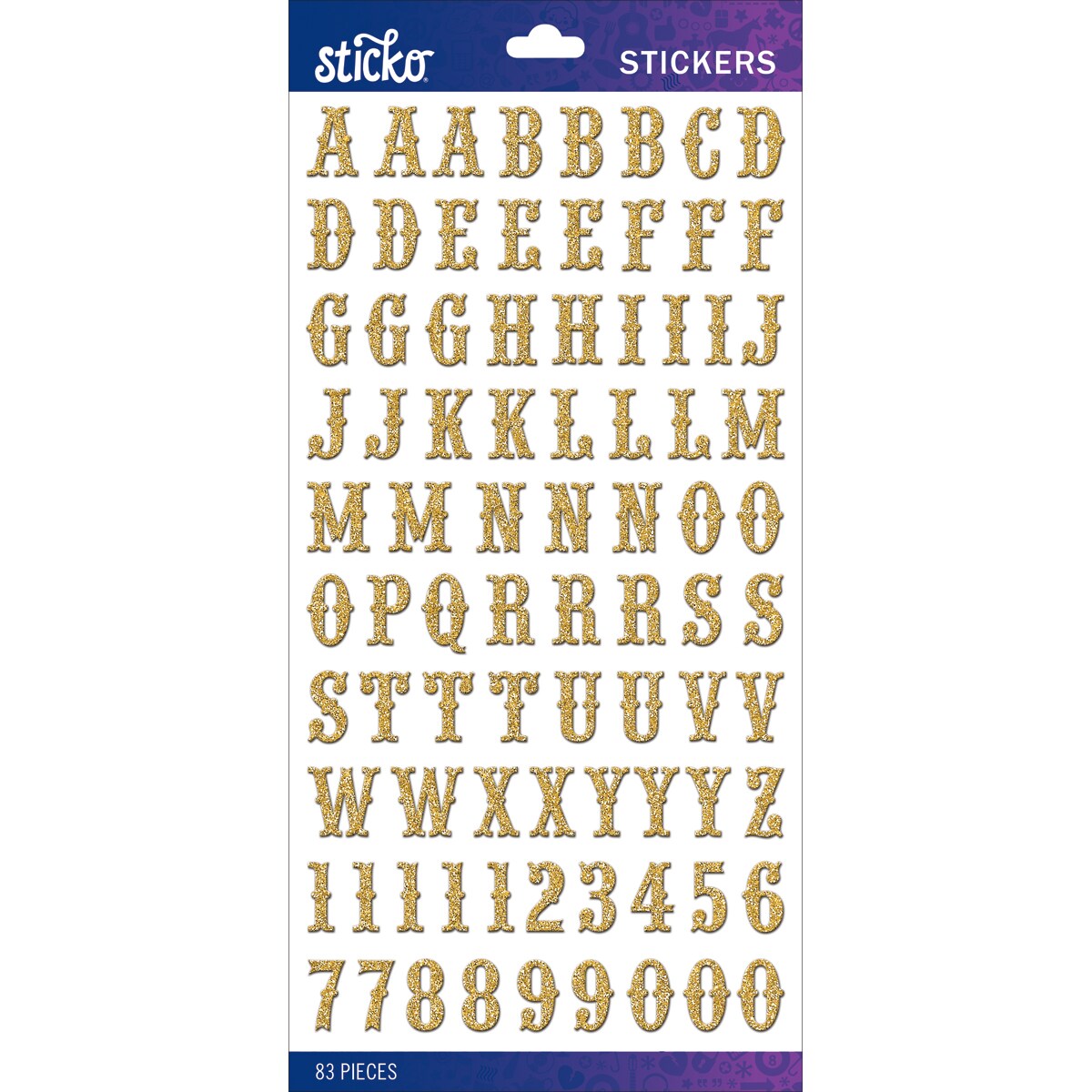 Sticko Alphabet Stickers-Gold Glitter Carnival Small