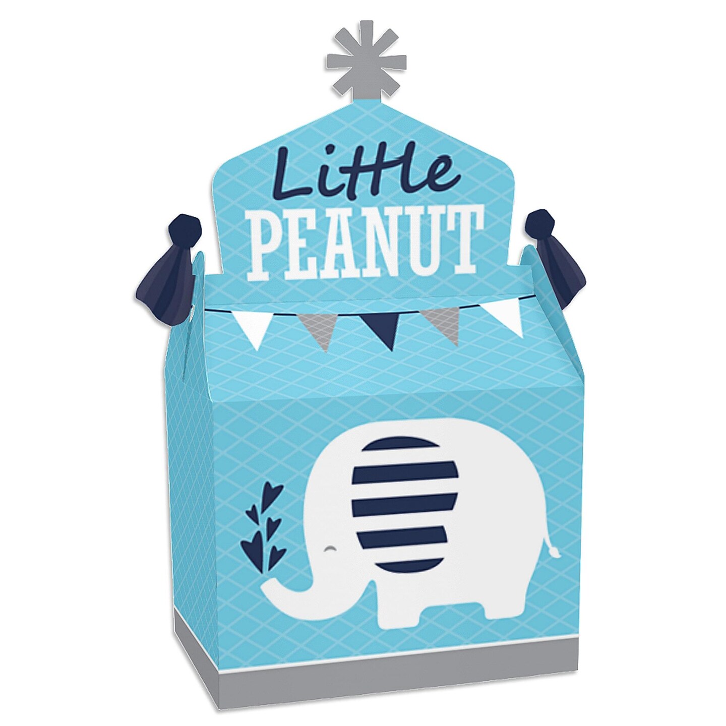 Big Dot of Happiness Blue Elephant Treat Box Party Favors Boy Baby Shower or Birthday Party Goodie Gable Boxes Set of 12