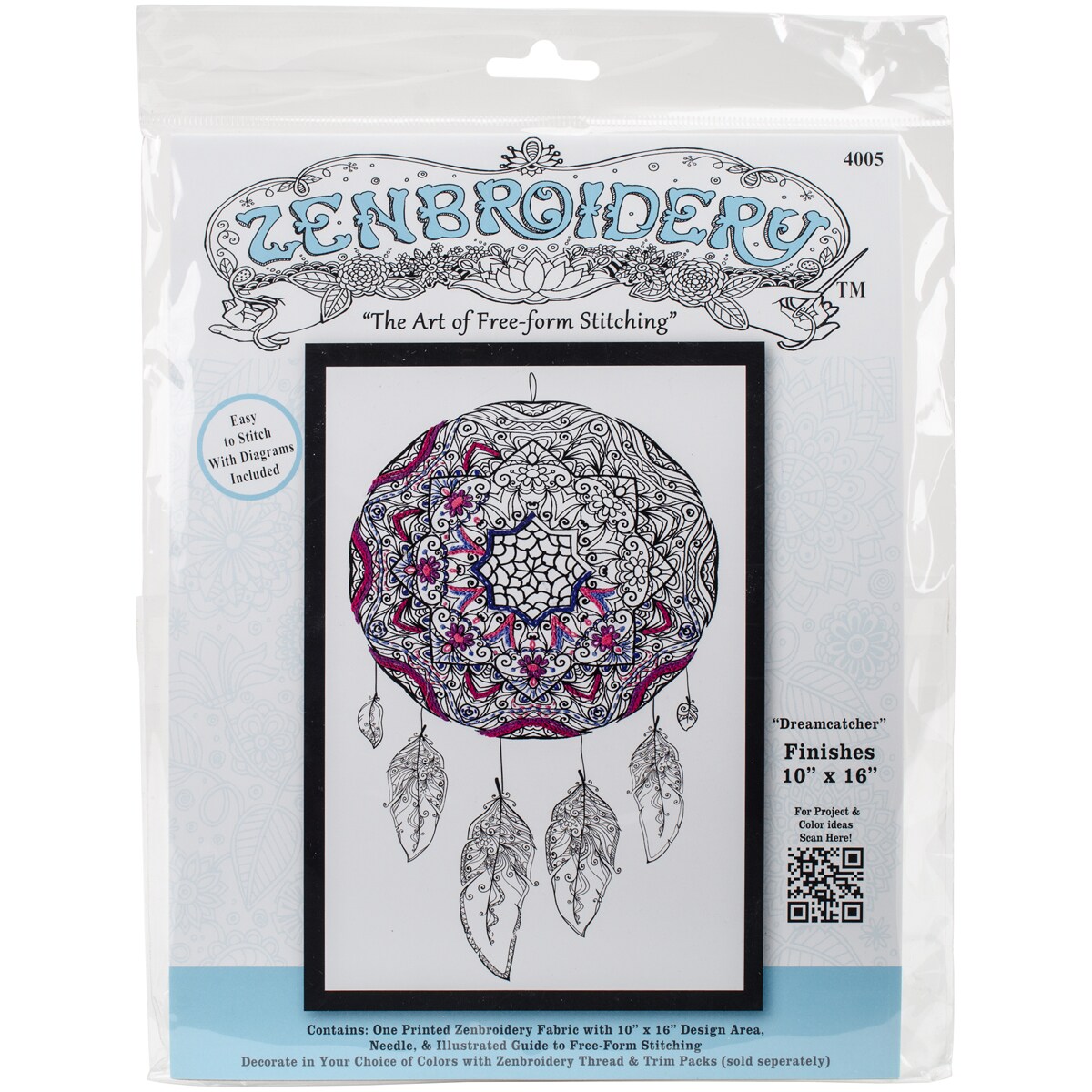 Design Works/Zenbroidery Stamped Embroidery Kit 10"X16"-Dream Catcher