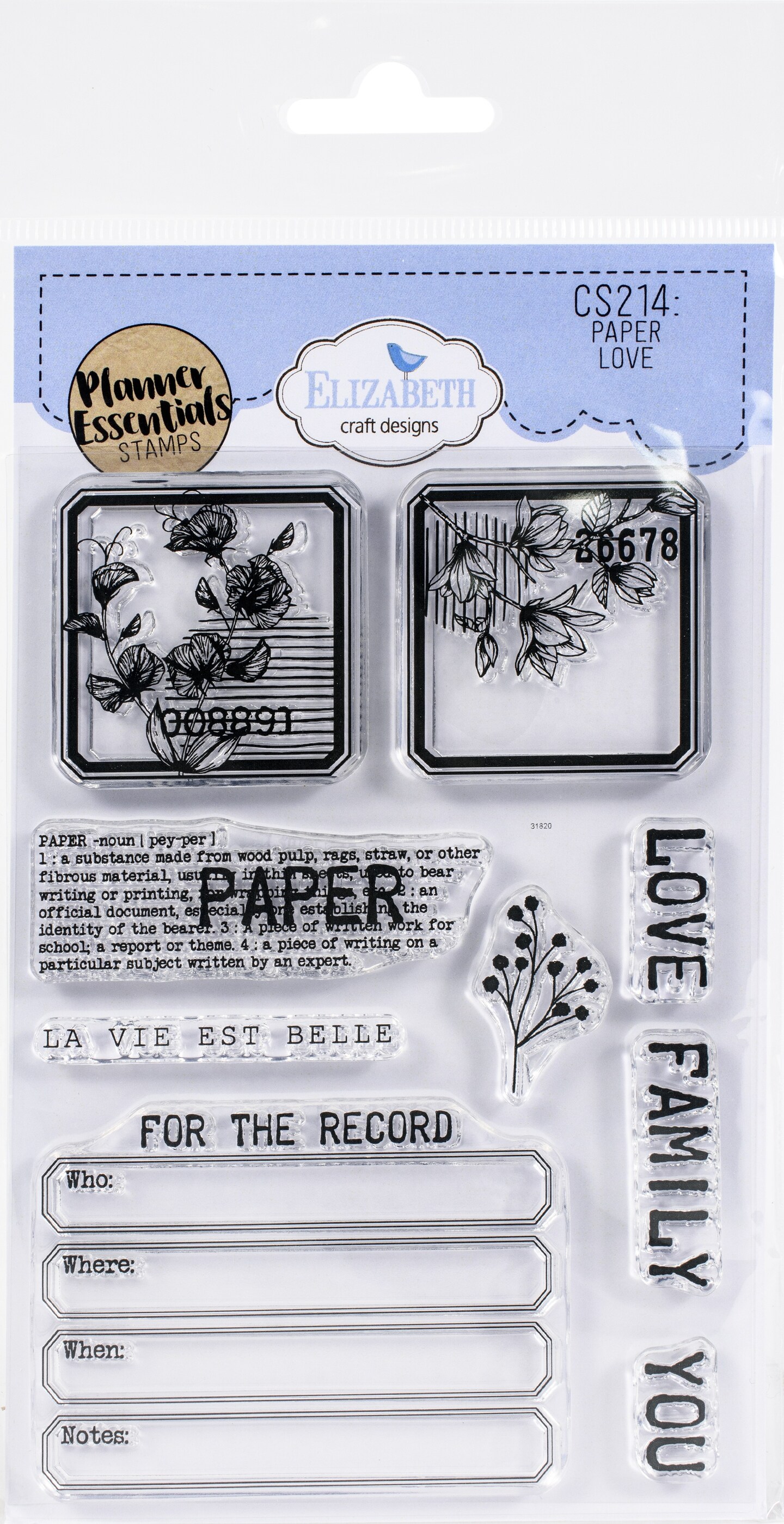 Elizabeth Craft Clear StampsPaper Love Michaels
