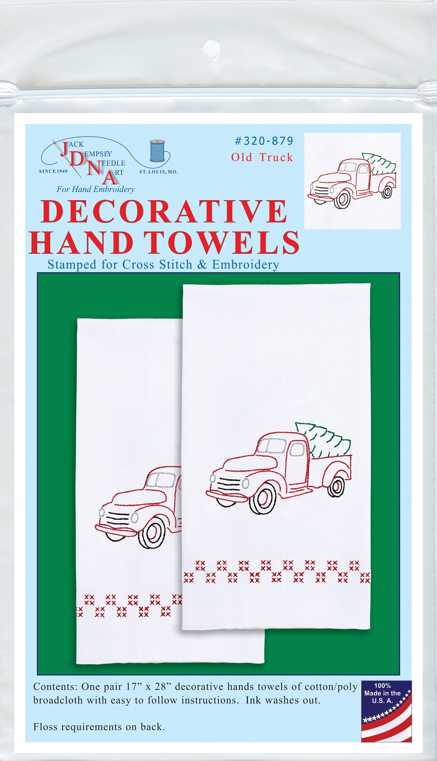 Jack Dempsey Stamped Decorative Hand Towel Pair 17&#x22;X28&#x22;-Old Truck