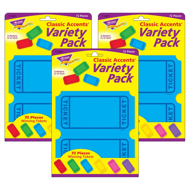 Winning Tickets Classic Accents&#xAE; Variety Pack, 72 Per Pack, 3 Packs