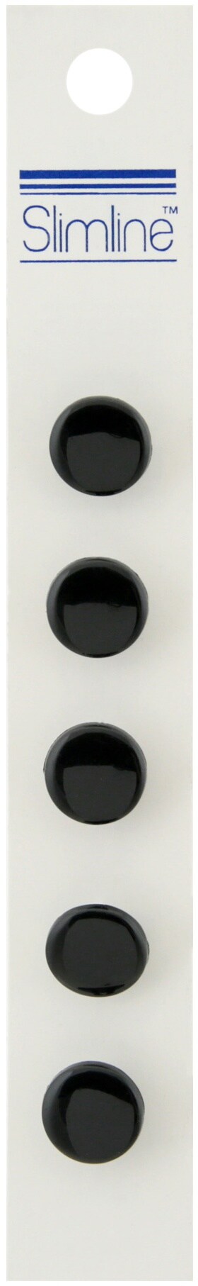 Slimline Buttons -Black Shank 1/2&#x22; 5/Pkg