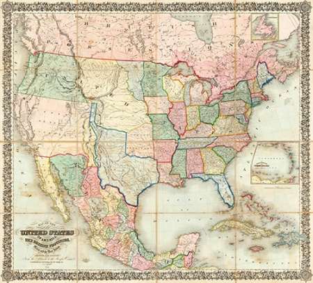 Map of The United States of America, 1848 Poster Print by J. H Colton ...