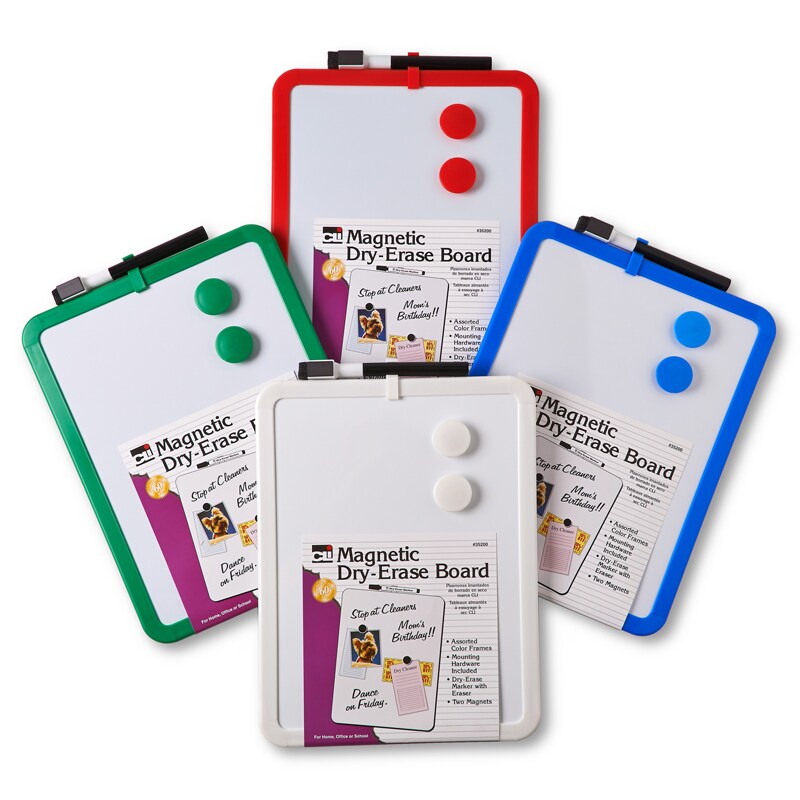 Framed Magnetic Dry Erase Board with Marker &#x26; Magnets, Assorted Colors, 8.5&#x22; x 11&#x22;