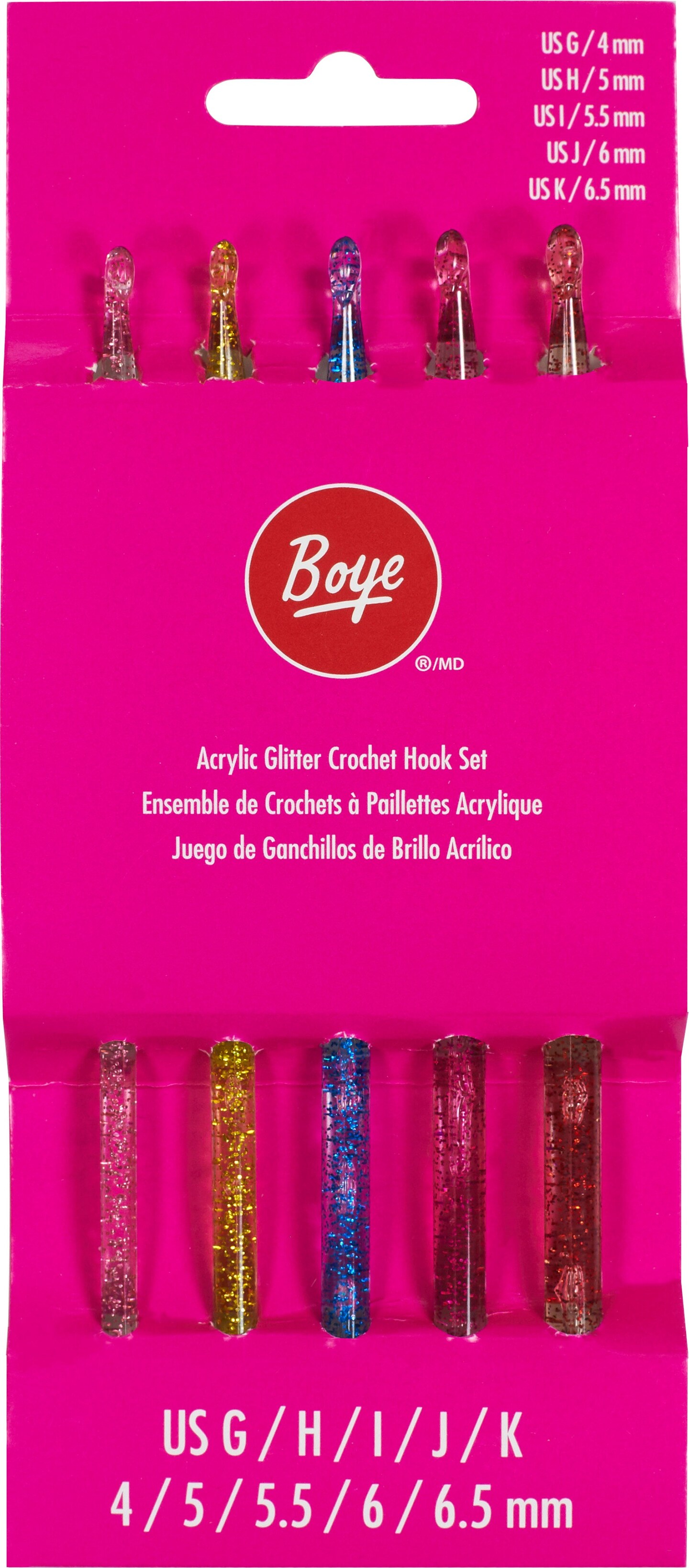 Boye Glitter Crochet Hook Set-Sizes G To K