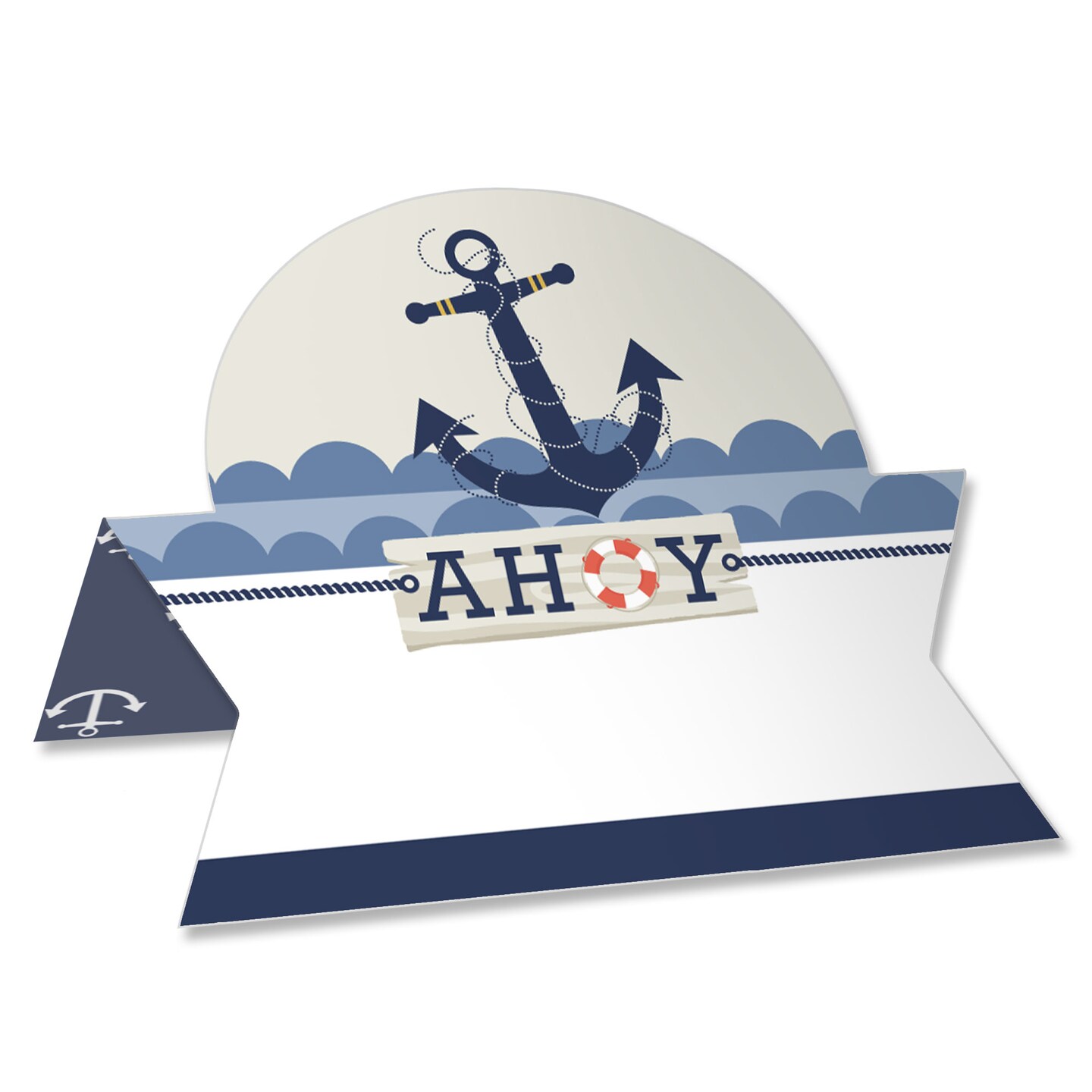 Big Dot of Happiness Ahoy - Nautical - Baby Shower or Birthday Party Tent Buffet Card - Table Setting Name Place Cards - Set of 24