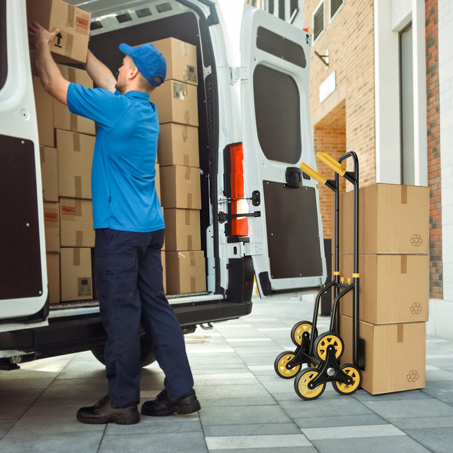 Costway Stair Climber Hand Truck with Telescoping Handle and Rubber Wheels 350 Lb Capacity