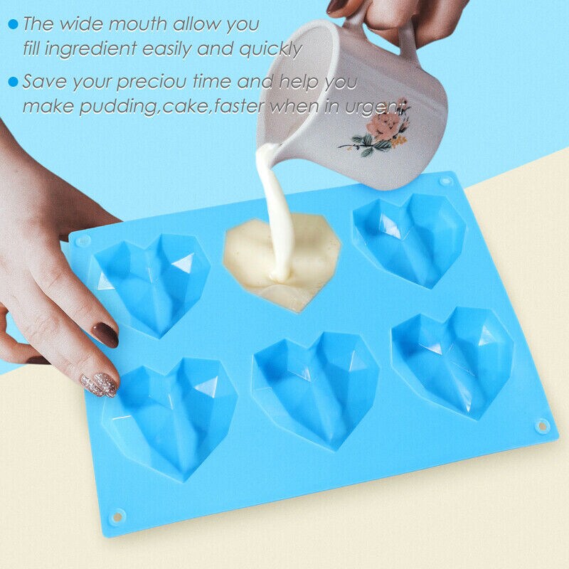 Kitcheniva 3D Heart Shape Cake Mould Silicone DIY Molds 3 Pcs