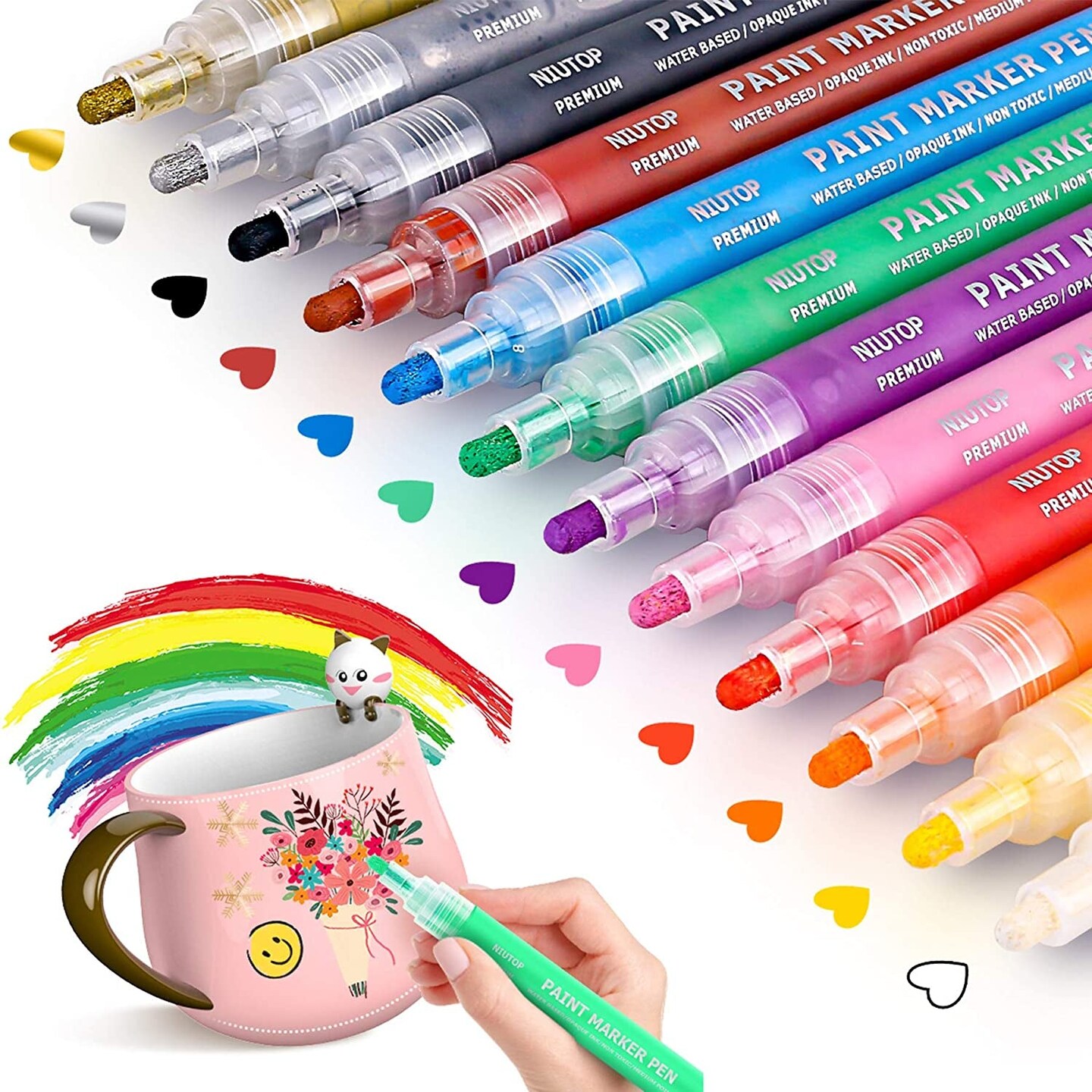 12 Colors Paint Markers, Acrylic Paint Pens for Rock Painting, Stone,  Halloween Pumpkin Decorating Ornaments Paint for Kids Adults DIY Marking
