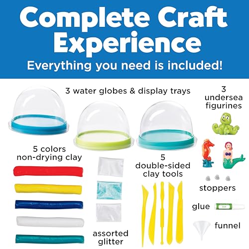 Creativity for Kids Make Your Own Under the Sea Water Globes - Make 3 DIY Snow Globes, Arts and Crafts for Boys and Girls, Kids Activities and Birthday Gifts for Ages 6-8+