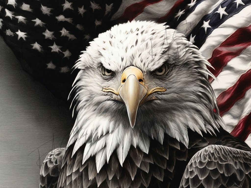 American Eagle with Flag Background Digital Designs for Laser 
