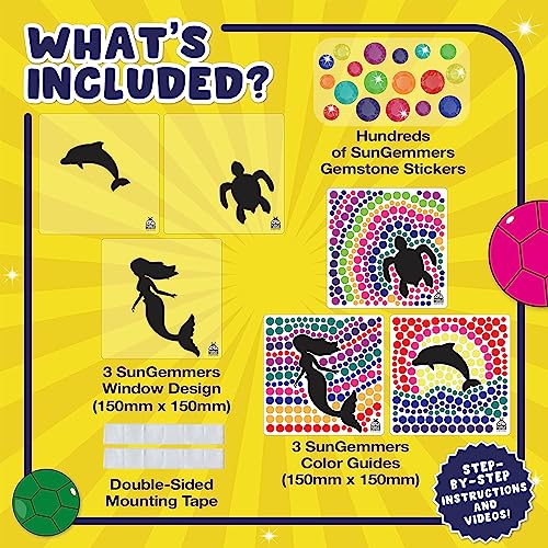 Big Gem Mermaid & Dolphin Diamond Window Art Suncatcher Kit for Kids 6-8 9  10