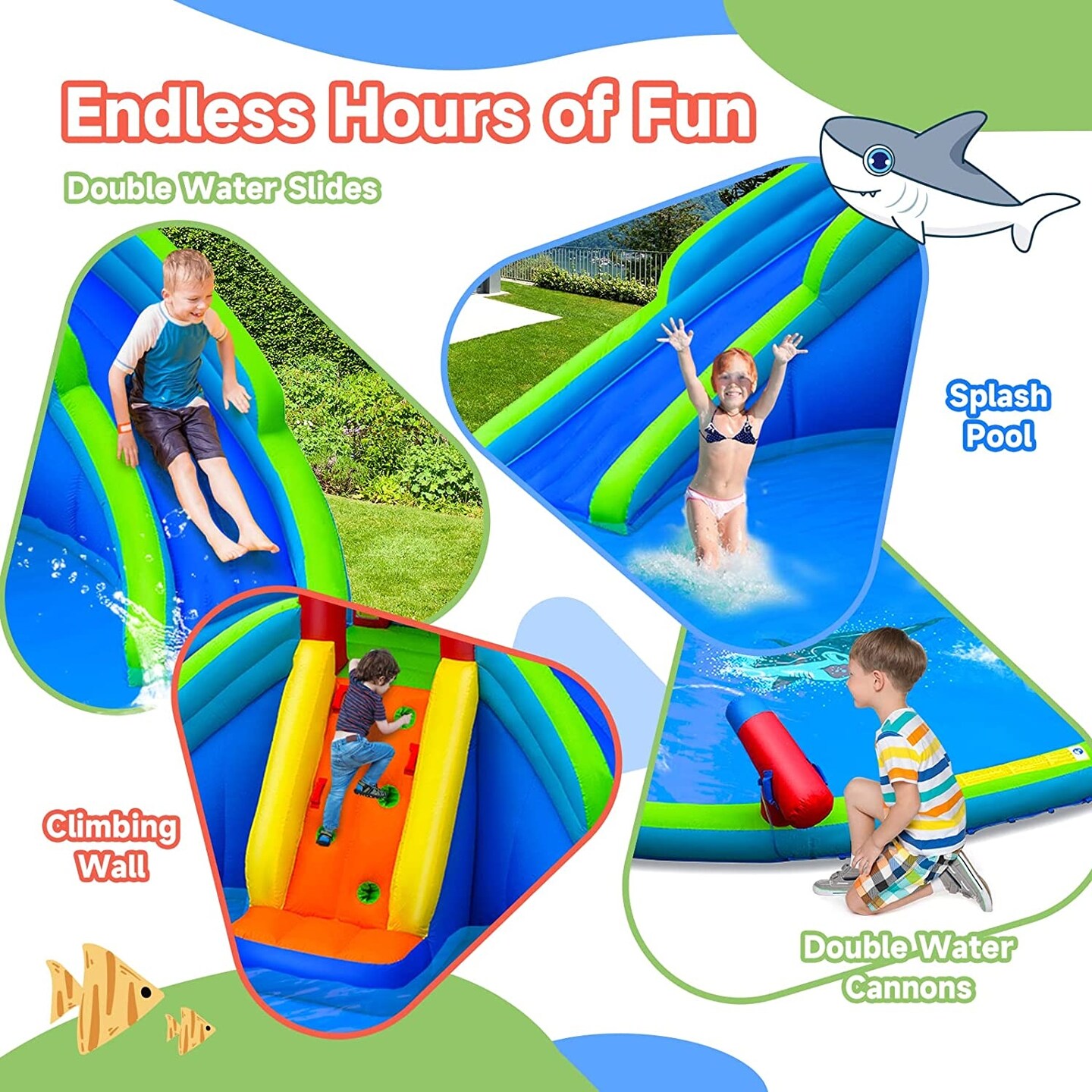Inflatable Water Park Waterslide for Kids Backyard