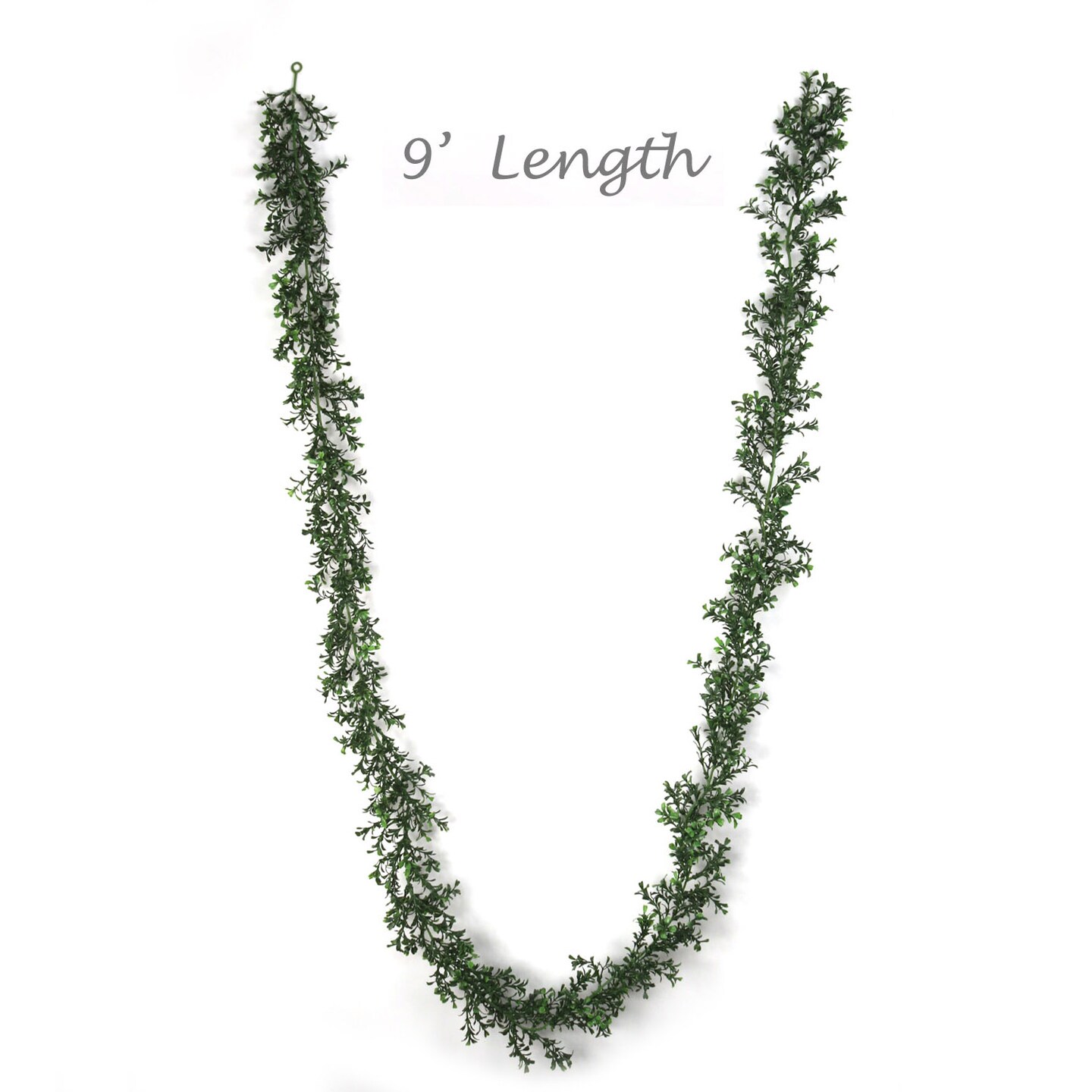 9ft Boxwood Garland with 384 Lifelike Green Tips UV Resistant