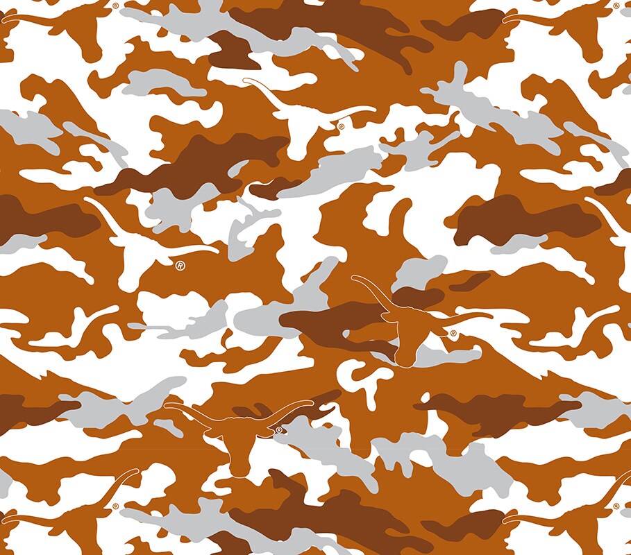 Sykel Enterprises-University of Texas&#xA0; Fleece Fabric-Texas Longhorns Camouflage Fleece Blanket Fabric-Sold by the yard