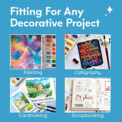 Premium Japanese Watercolor Paint Set – 40 Rich Water Color –Include Solid, Metallic & Neon Water Colors – Artist Quality– Watercolor Paint Perfect Travel Watercolor Set for Adults, Students