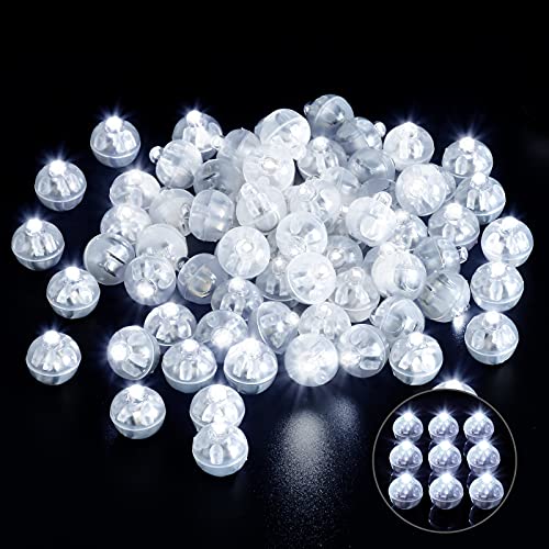 Xthuge 100pcs Mini Round LED Ball Lamp Balloon Light,Long Standby Time Ball Balloon Lights for Paper Lantern Balloon Light Party Wedding Decoration&#xFF0C;Party Birthday,Festival Decorative Lights(White)&#x2026;
