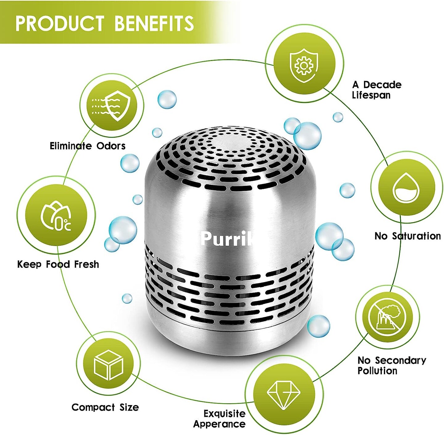 Refrigerator Deodorizer,Lasts for 10 Years,Refrigerator Odor Eliminator,Fridge Deodorizer,Beats Baking Soda and Bamboo Charcoal Air Purifying Bags