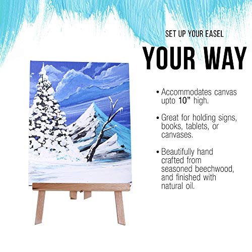 11" Small Tabletop Display Stand A-Frame Artist Easel - Beechwood Tripod, Painting Party Easel, Kids Students Classroom Table School Desktop - Portable Canvas Photo Picture Sign Holder