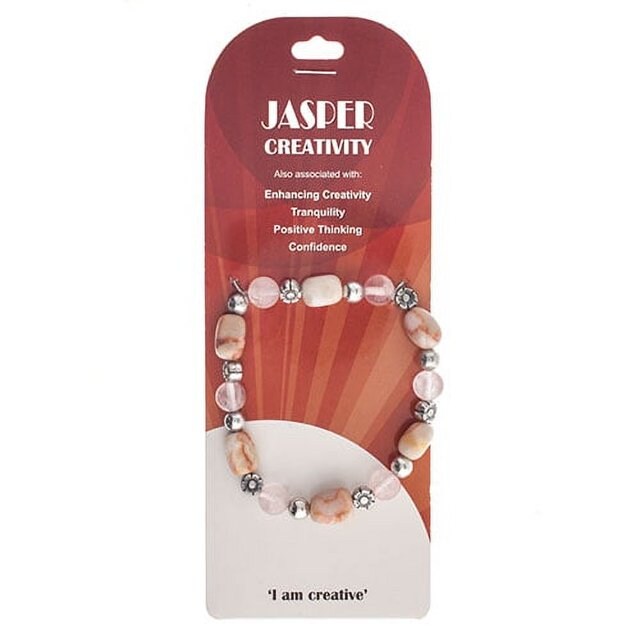 Earth's Jewels Semi-Precious Jasper Rose Quartz Natural Bracelet, Pink Zebra Jasper