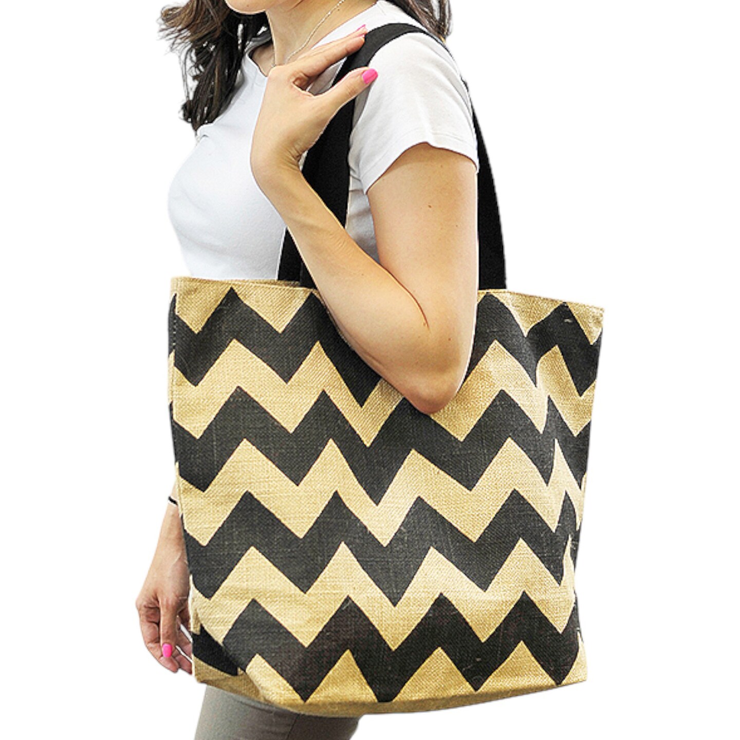 Pack of 25 Linwood Bold Chevron Stripe Jute Tote Bag Quilting Essential
