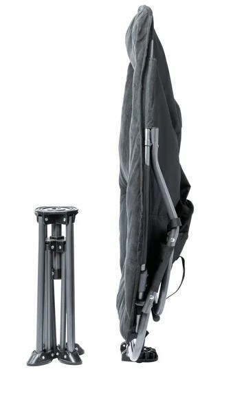 Black Fabric Hexagonal Swivel Steel Folding Chair