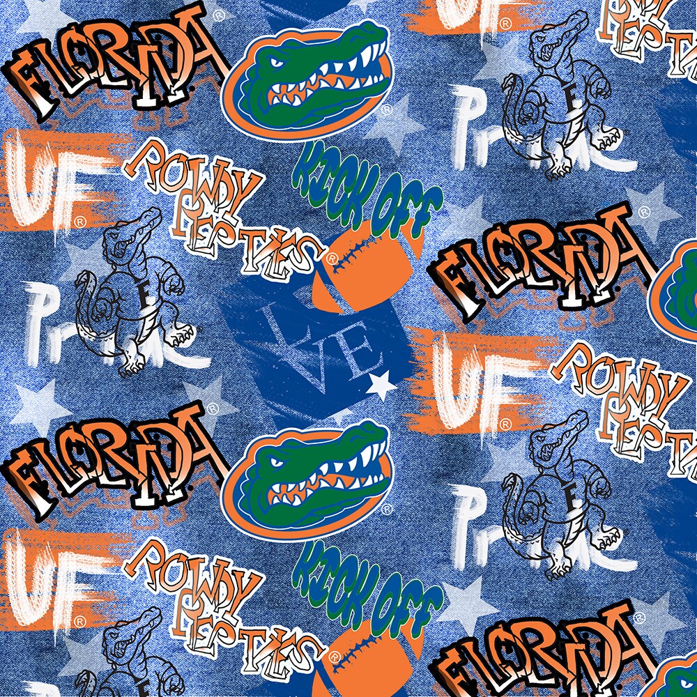 Sykel Enterprises-University of Florida Cotton Fabric-Florida Gators Graffiti Cotton Quilting Fabric