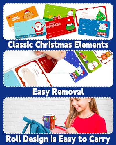 500 Pieces Christmas Gift Tags Stickers for Christmas Presents, Christmas Name Tags Stickers Self Adhesive Christmas Labels for Gifts Bags Boxes Xmas Holiday Wrapping Paper