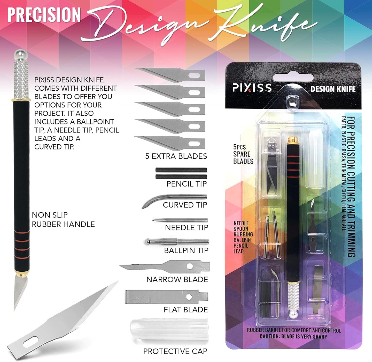 Pixiss Miniature Brushes with Precision Crafting Knife Bundle