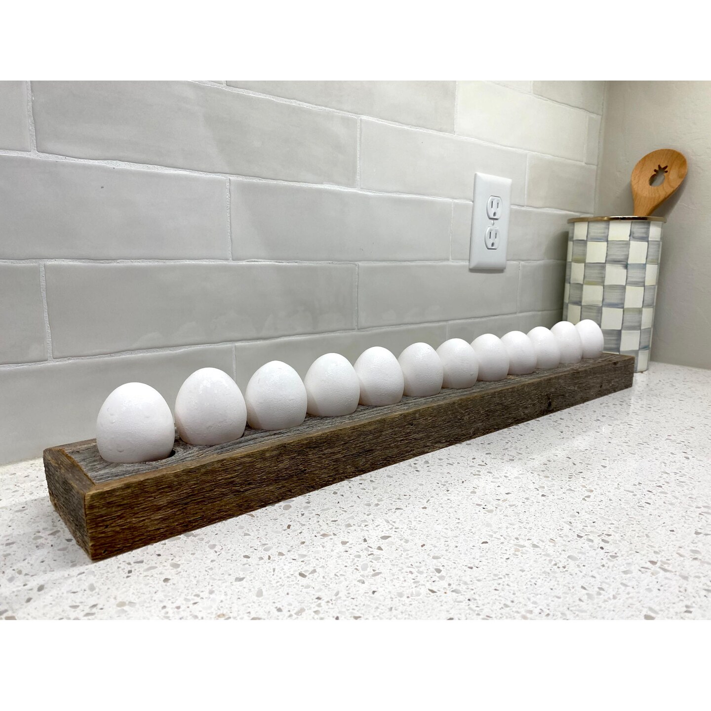 Rustic Farmhouse Reclaimed Wooden Countertop Egg Holder Storage Tray