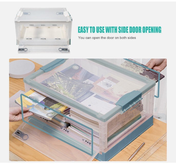 35L Stackable Collapsible Plastic Storage Bin with Lid