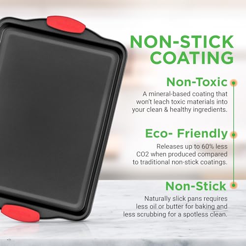 Nutrichef Small Cookie Sheet - Deluxe Nonstick Gray Coating Inside