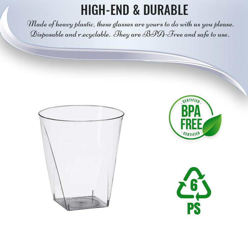 Clear Square Bottom Disposable Plastic Shot Cups - 2 Ounce (500 Cups)