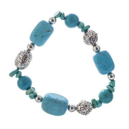 Earth&#x27;s Jewels Semi-Precious Dyed Turquoise Magnesite Stretch Bracelet