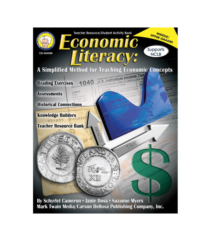 Mark Twain Economic Literacy Economics Workbook, Grades 6-12 Financial Literacy Books, Money Management, Economy, and Taxes With Math Practice, Middle School and Up, Classroom or Homeschool Curriculum